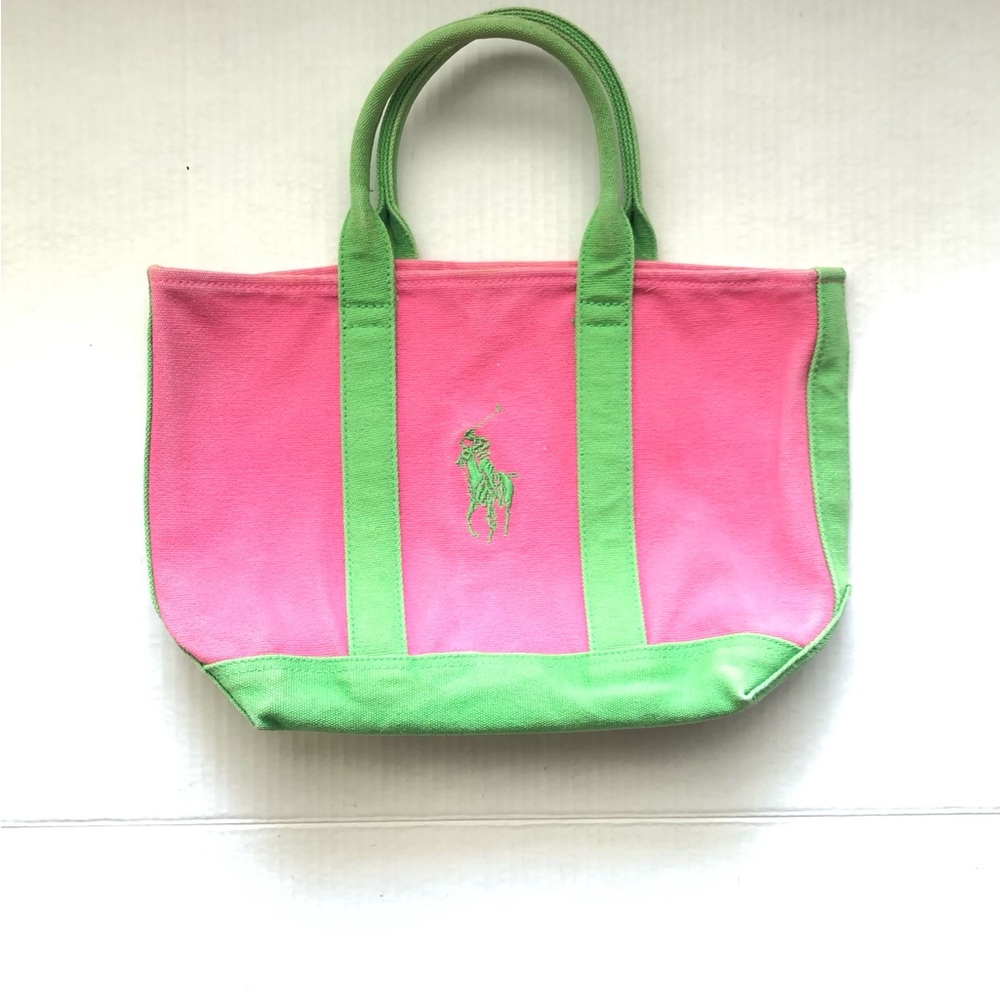 Ralph Lauren Pink and Green Tote Bag